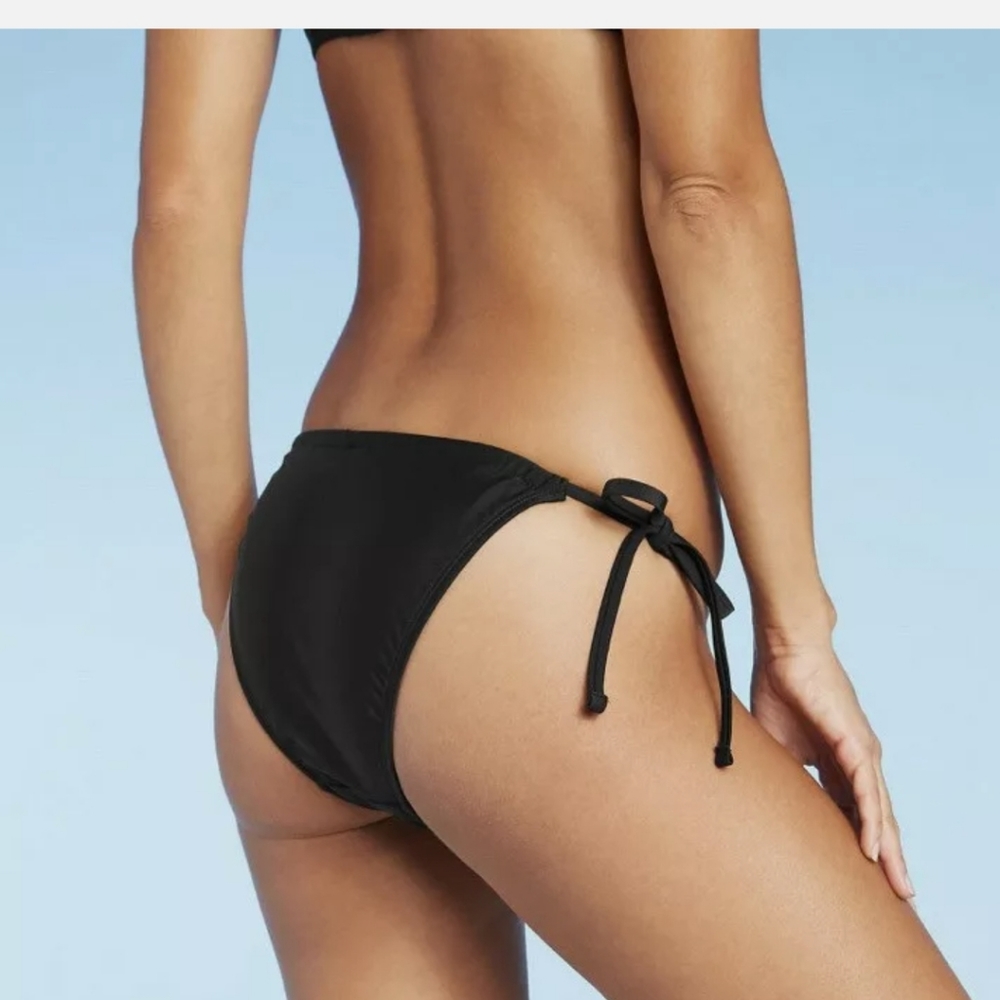 Xhilaration Black High Leg String Bikini Bottom - Picture 3 of 9